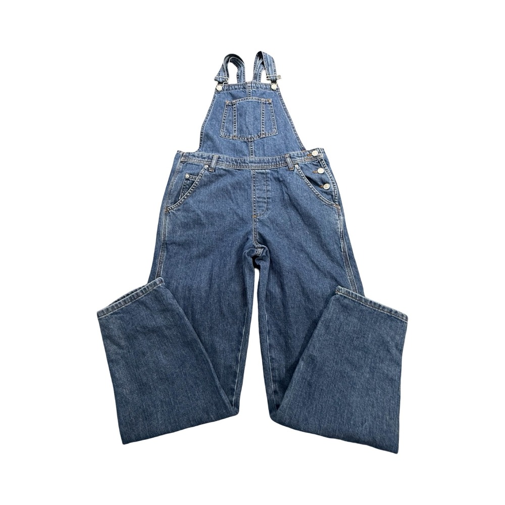 Topshop Moto Overalls Women 6 Blue Denim Straight Leg Cotton Western